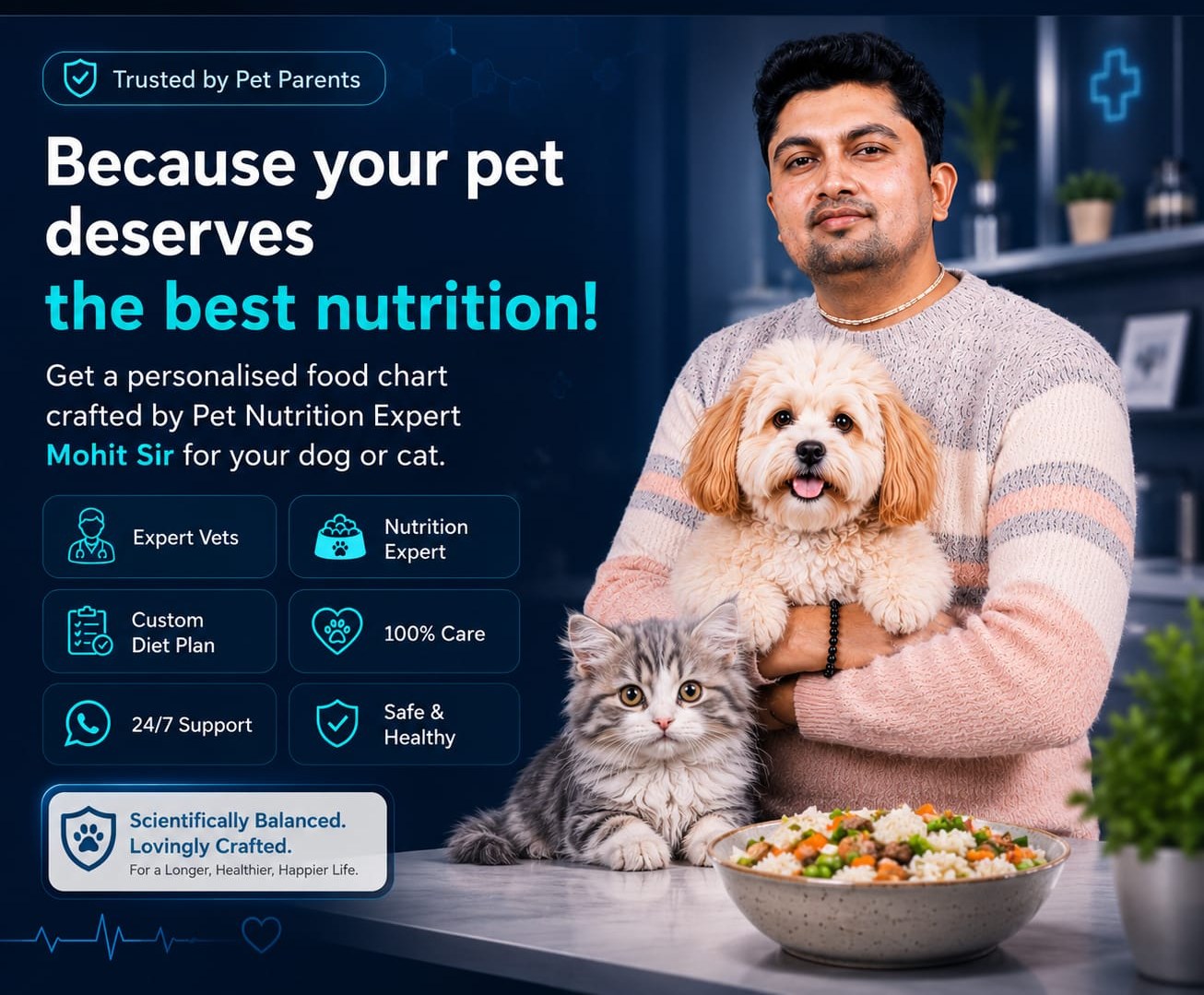 Vetraj — personalised pet food charts crafted by Pet Nutrition Expert Mohit Saini