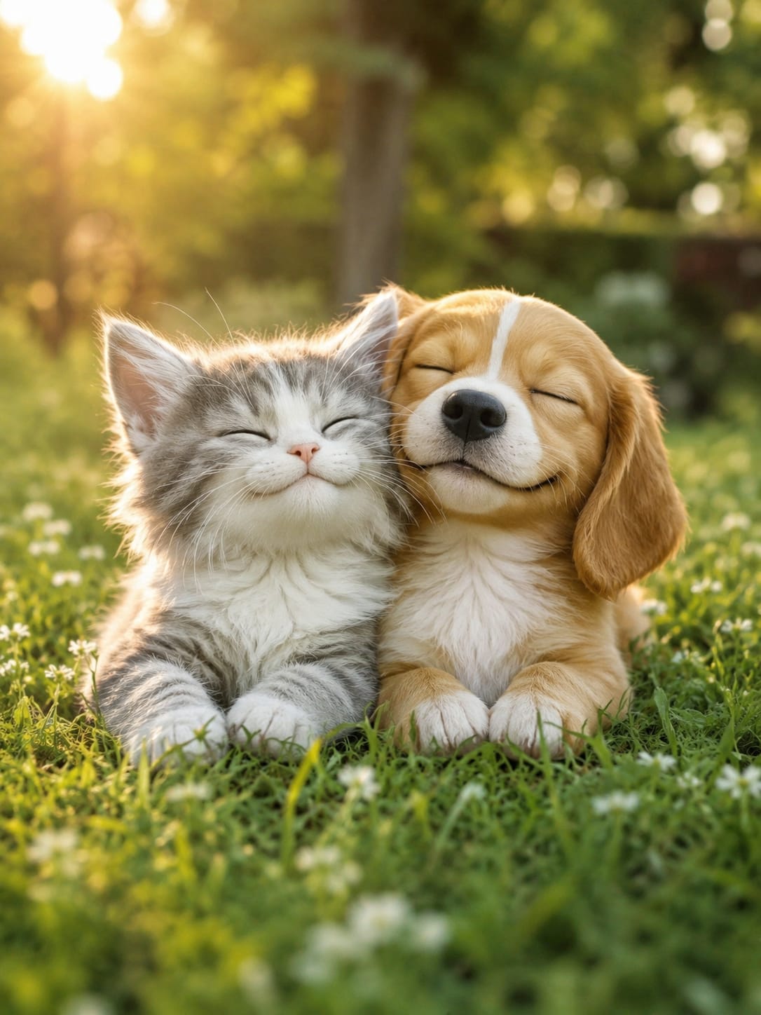 Happy pets enjoying a healthy diet